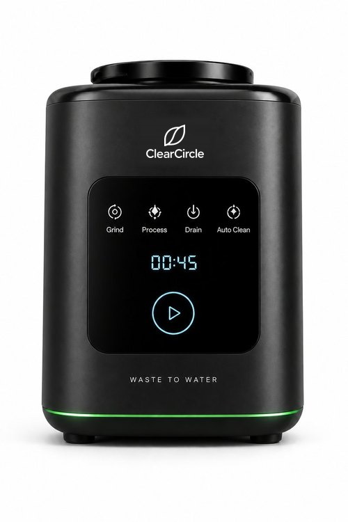 ClearCircle food waste disposer, front view, 280 mm wide