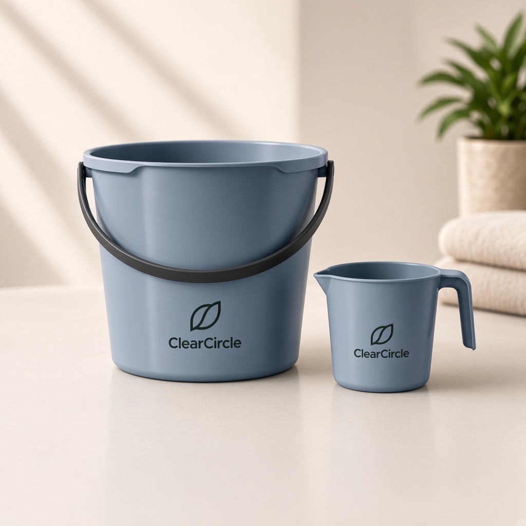 Blue ClearCircle bucket and mug