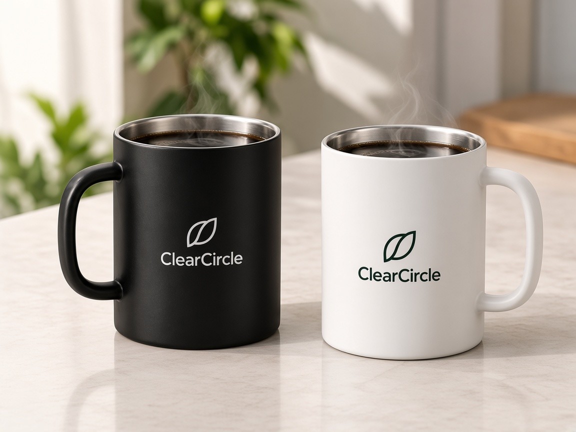 ClearCircle black and white mugs